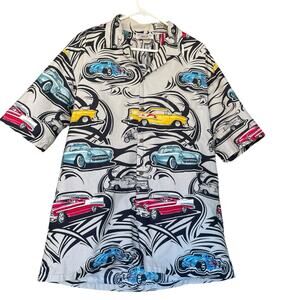 Pacific Legends Men Hawaiian Button Up Shirt Extra Large XL Cotton Car Print USA